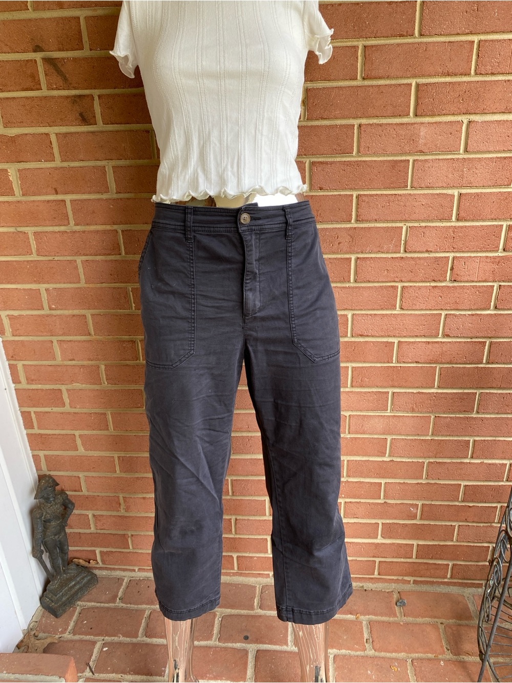 GAP Black High Rise Cropped Utility Jeans Carpenter Pants Size 10